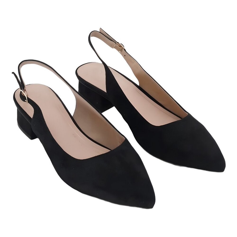 Journee Collection Sylvia Pointed Slingback Pumps Black 9.5M - Picture 4 of 6